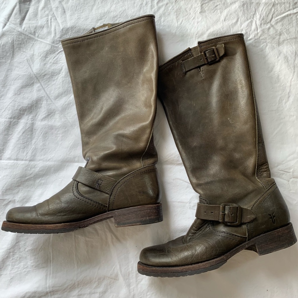 Frye Veronica Slouch Tall Olive Green Rare Sz 8